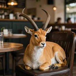 gazelle sitting in the restaurant, go pro footage
