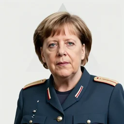 portrait of angela merkel dressed as a military officer, minimalist triangle digital art, natural light, sharp, detailed face, magazine