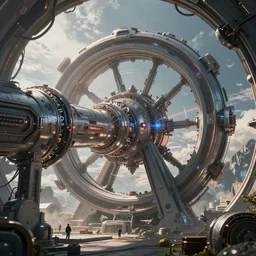 high tech sci - fi particle accelerator, mega structure, futuristic, 8 k texture, technology, render in octane, artstation, art by artgerm, greg rutkowski, and magali villeneuve