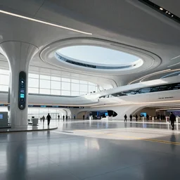 futuristic airport in blade runner style, Denis Villeneuve, photorealistic, octane render, unreal engine, Zubkov