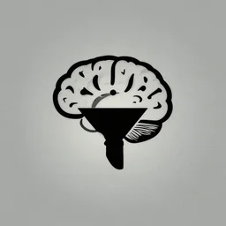 minimalist logo icon for a wandering mind, brain, funnel, single silhouette, retro psychology, victo ngai, kilian eng, lois van baarle