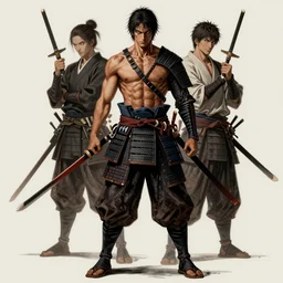 full body portrait medieval japan ronin, male, musculine, evil, deadly danger, fine details, realistic shaded lighting poster by greg rutkowski, magali villeneuve, artgerm, jeremy lipkin and michael garmash and rob rey