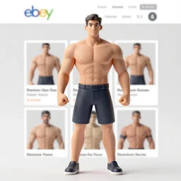 Images on the store website, eBay, Full body, Miniature of a very muscular female monster with club