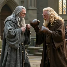 photo of gandalf vs dumbledore boxing match