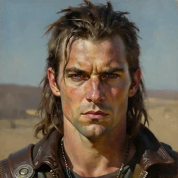 portrait of charlie day as warlord villain character in mad max 2 : the road warrior, film still, detailed realism face in painting, detailed beautiful portrait, oil painting masterpiece, 8 k resolution, smooth, sharp focus, trending on artstation, by rembrandt