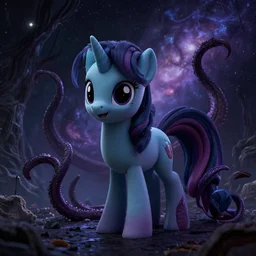 trippy my little pony in space, by lovecraft, tentacles, dark horror, ue 5, ue 6, unreal engine 5, cinematic 4 k wallpaper, 8 k, ultra detailed, by popular digital artist, beautiful image, resolution, artstation