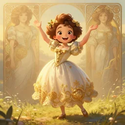 clear portrait of keyword, adorable appearance!!!, golden hour, happy apearance, cottagecore!!, background hyper detailed, character concept, full body, dynamic pose, intricate, elegant, highly detailed, digital painting, artstation, concept art, smooth, sharp focus, illustration, art by artgerm and greg rutkowski and alphonse mucha