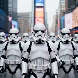 beware the ides of march, time square in the style of vincenzo camuccini, stromtroopers, hyperrealism, cinematic, bokeh