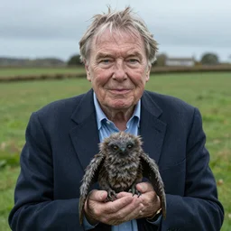 Sir David Attenborough holding a small Mothman