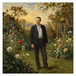Mr. Rogers in the garden, golden hour. Paul Rubens