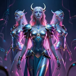 photo of surreal goddes of war  in neon lighting, elegant, highly detailed, smooth, sharp focus, trippy, dmt, psychedelic, illustration, beautiful, geometric, trending on artstation, cinematic, artwork by WLOP