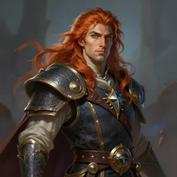 a detailed and colorful portrait of a warpriest with flowing hair, pathfinder portrait, dndart, fantasy portrait, 4 k, hires, art by jack davis and lucian freud and bill ward