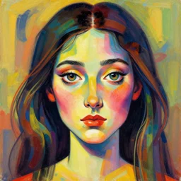 colorful illustration of girl face, artistic, eclectic, highly detailed, digital painting, concept art, smooth, sharp focus, illustration, art by picasso