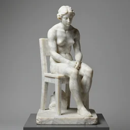 a sculpture of a person sitting on top of a chair, a marble sculpture by nicola samori, behance, neo - expressionism, marble sculpture, apocalypse art, made of mist 1 2 3 4 9. 7