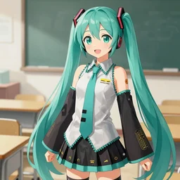 hatsune miku at school, art station, anime