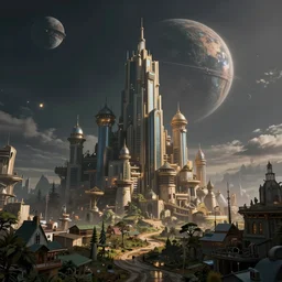 Utopia city on an alien planet, digital art