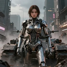biomechanical tank war, ashley wood, beautiful details, photorealistic, 8 k, octane render, neo tokyo nuclear holocaust background, mist, volumetric lighting, - w 7 6 8