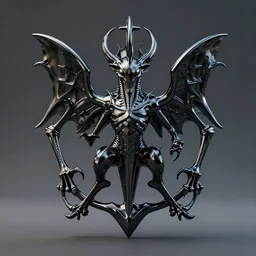 3 d render of black chrome xenomorphic coat of arms
