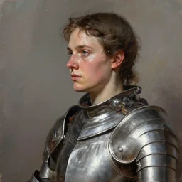 detailed portrait of joan of arc in armor, in profile, loose brush strokes, sweaty face, dynamic pose, realistic shaded, perfect face, hyper detailed, artstation, by wlop, by greg rutkowski, by christophe young, by raymond swanland