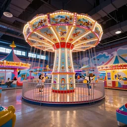amusement park interior design, Greg Rutkowski, Zabrocki, Karlkka, trending on Artstation, 8K, ultra wide angle, pincushion lens effect.