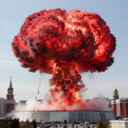 huge nuclear explosion photo, red square moscow, photorealistic, detailed photography, masterpiece