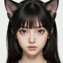 A space cat girl with big and cute eyes, fine-face, realistic shaded perfect face, fine details. realistic shaded lighting poster by Ilya Kuvshinov katsuhiro otomo ghost-in-the-shell, magali villeneuve, artgerm, Jeremy Lipkin and Michael Garmash, Rob Rey and Kentarõ Miura style, trending on art station