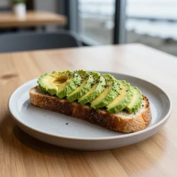photorealistic avocado toast on a cafe table in iceland
