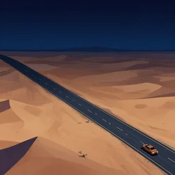 art by filip hodas, and artgerm. night highway in desert, outside, isometric, 4 k