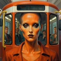 close up sci - fi horror quarter streetcar poster, ttc streetcar, orange and teal skin, elegant, highly detailed, centered, digital painting, smooth, sharp focus, illustration, artgerm, tomasz alen kopera, peter mohrbacher, donato giancola, joseph christian leyendecker, wlop, frank frazetta