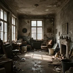 ugly cluttered apartment interior