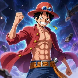 luffy gear 5 from one piece, 8 k resolution, artstation trends cosmic light, detailed octane render by eiichiro oda, simon bisley, beeple, justin gerard