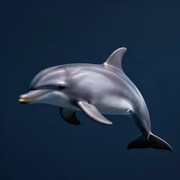3D render, houdini 3D, octane 3D, of dolphin, dark blue background