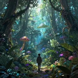 Artwork of the Cinematic view of The Glittery Jungles by John Howe, Trending on artstation, Glittery