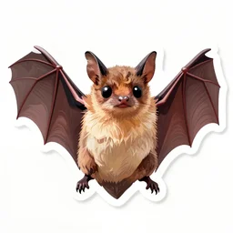 cute kawaii realistic fruit bat, digital art, high quality, vector illustration, art, detailed, render, sticker, by sydny hanson