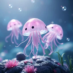 poket cute jellyfish, 3 d nature sprites, unreal engine 5, octane render, detailed, cinematografic, cinema 4 d, nvidia ray tracing graphics, artstation, greg rutkowski style