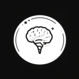minimalist circle logo icon for a wandering mind, contained within a circled, brain funnel attention, stars, retro psychology, victo ngai, kilian eng, lois van baarle
