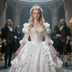 a portrait of a gothic princess in white baroque dress in a futuristec environment. by henriette ronner - knip, by william henry hunt, by rembrandt, by joseph mallord william turner, by konstantin razumov, concept art,