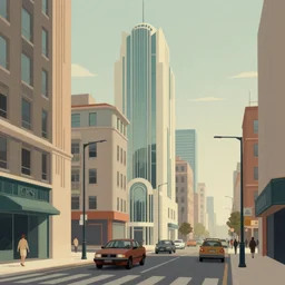 ( ( ( ( ( taliesin 1 9 5 0 s retro future art deco city street design. muted colors. ) ) ) ) ) by jean - baptiste monge!!!!!!!!!!!!!!!!!!!!!!!!!!!!!!