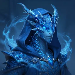 air genasi blue dragonborn made of wind, wearing a hood, face enhance, head and shoulder portrait, dnd commission, rpg artwork, trendig on artstation