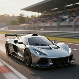exotic futuristic sportscar race designed by lotus pininfarina and vw design, circa 1 0, 0 0 0 hdr, photorealistic, wide angle shot, volumetric lighting, 8 k, bokeh