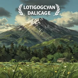 a peaceful mountain overlooking a field, studio ghibli