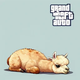 a dying llama, grand theft auto artwork