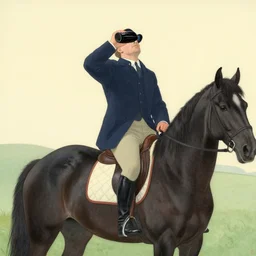 an irishman drinking a black stout on a horse by kawase hasui