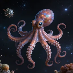 hyperrealstic cgi render of an octopus in space -17