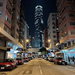 photo of street of Mongkok, Kowloon, Hong Kong at night