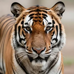 face photo of a hybrid of a zebra and a tiger