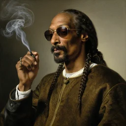 high quality celebrity portrait of snoop dog smoking painted by the old dutch masters, rembrandt, hieronymous bosch, frans hals