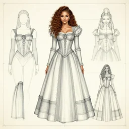 renaissance blueprint diagrams of a zendaya