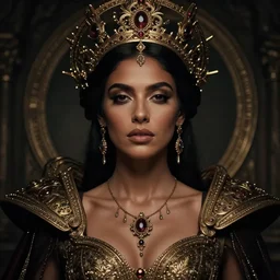 ( ( portrait of tech goddess ) ), zoom, rule of thirds, atmosphere, intricate, regal, latinas, ( brown skin ), symmetrical!!, loreal, maybelline, sephora, loreal, artstation, art by artgerm and gonzalo ordonez arias, moody, concept art, filmic, vsco