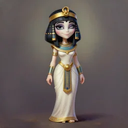 cute, shy & beautiful smiling undead skeleton girl with very attractive face and black hair dressed as a cleopatra winking to the viewer, elegant, digital art, fullbody painting, fantasy, pixar style, painting, pin up, highly detailed, artstation, art by artgerm, vrubel, greg rutkowski, ilya kuvshinov, raymond swanland